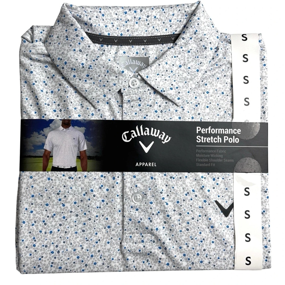 Callaway Mens Small Performance Stretch Opti-Dri Golf Polo Bright White NWT